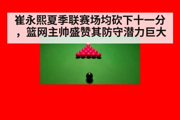 崔永熙夏季联赛场均砍下十一分,篮网主帅盛赞其防守潜力巨大